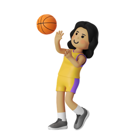 Schießen basketball spieler mädchen  3D Illustration