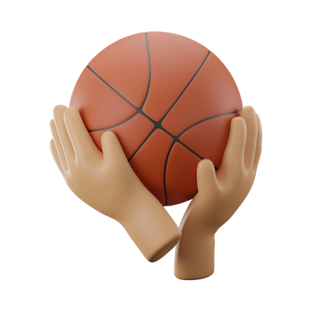 Mão segurando basquete  3D Icon