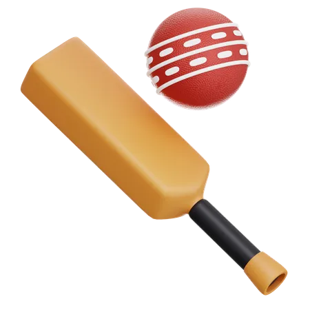 Taco e bola de críquete  3D Icon