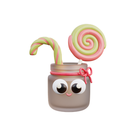 Bastón de caramelo rayado  3D Icon