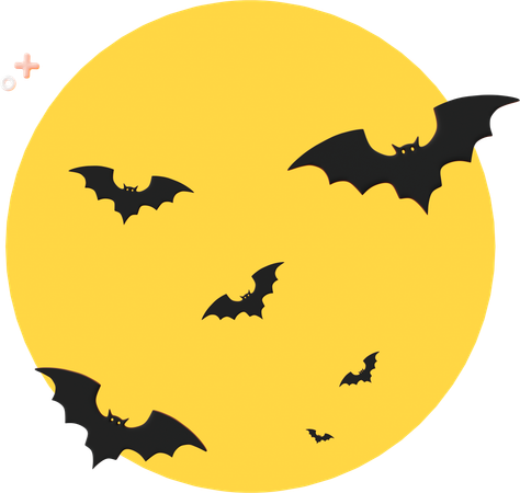 Bat With Full Moon  3D Icon