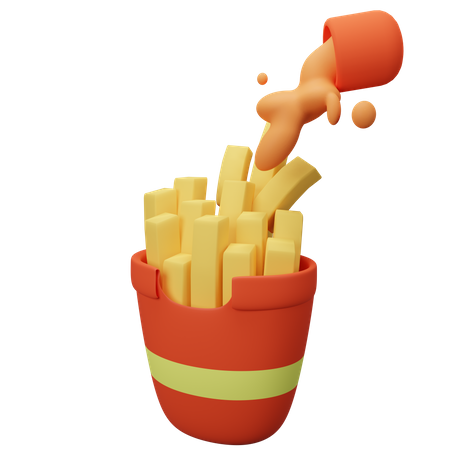 Batatas fritas premium  3D Illustration