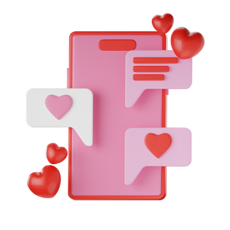 Bate-papo de amor móvel  3D Icon