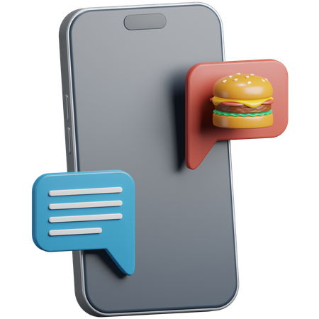 Bate-papo on-line sobre comida  3D Icon