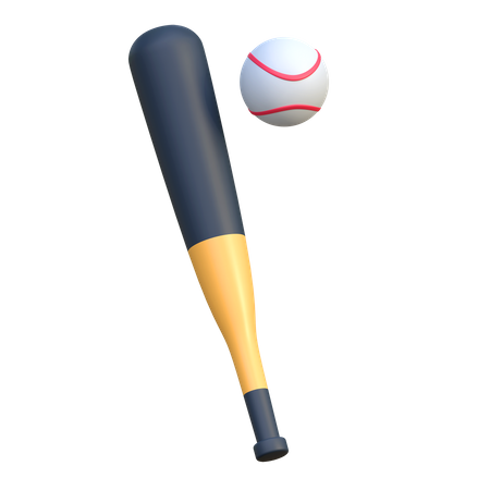 Bate de béisbol y pelota  3D Icon