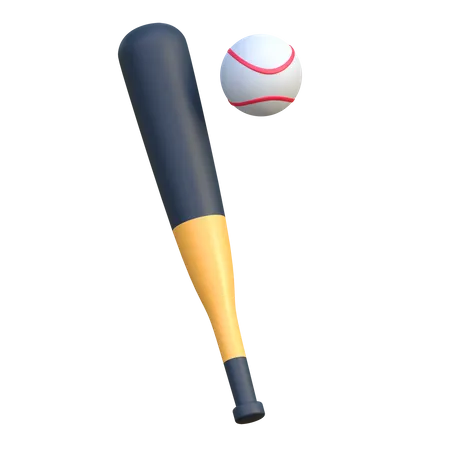 Bate de béisbol y pelota  3D Icon