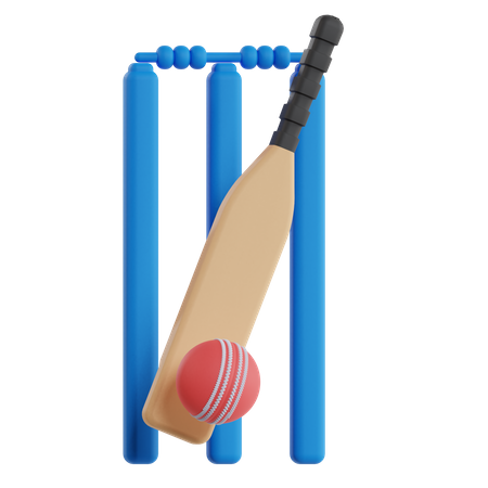 Bate y pelota de cricket  3D Illustration