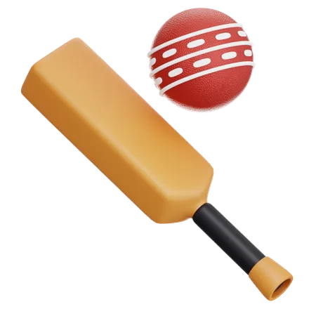 Bate y pelota de cricket  3D Icon