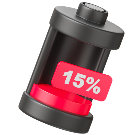 Bateria 15 por cento  3D Icon