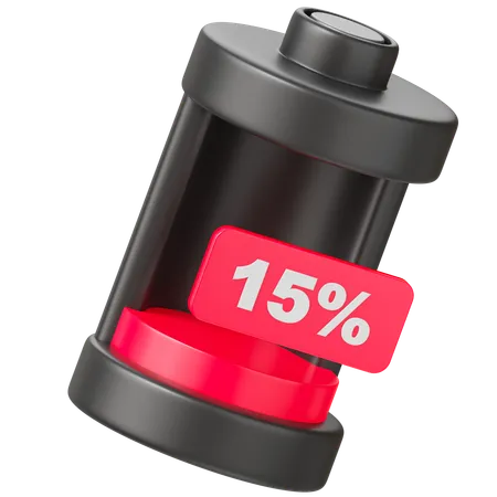 Bateria 15 por cento  3D Icon