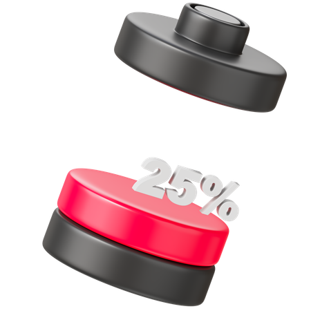 Bateria 25 por cento  3D Icon