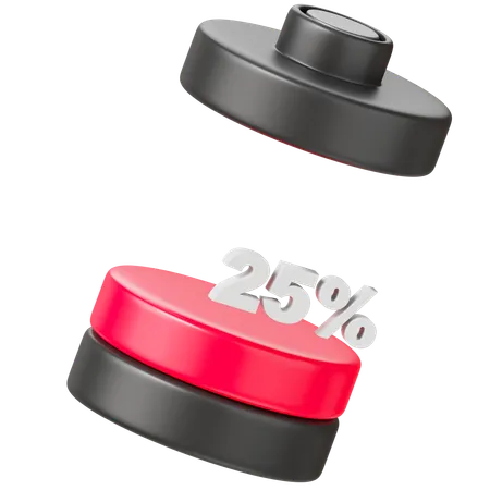 Bateria 25 por cento  3D Icon