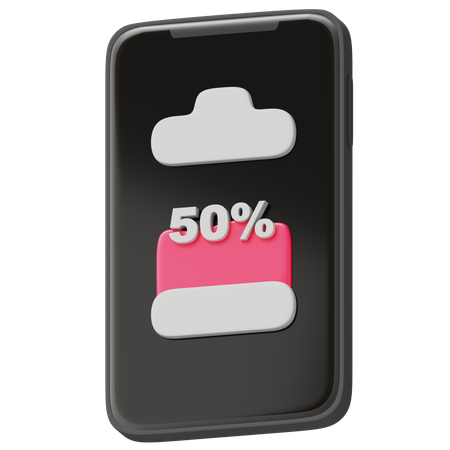 Bateria 50 por cento  3D Icon