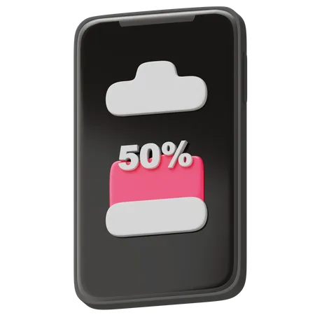 Bateria 50 por cento  3D Icon