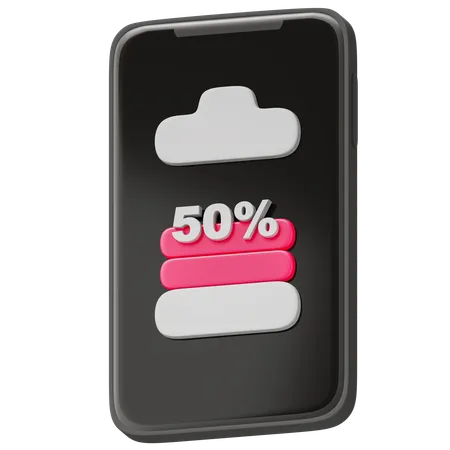 Bateria 50 por cento  3D Icon