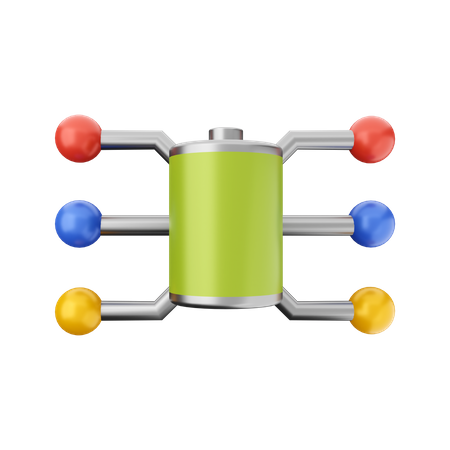 Batería comparte energía  3D Illustration