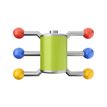 Batería comparte energía  3D Illustration