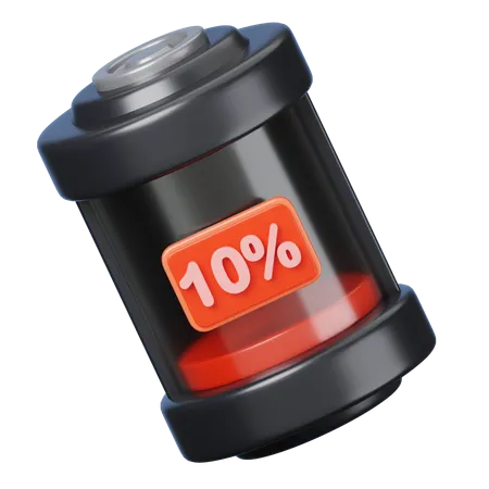 Bateria de 10 por cento  3D Icon