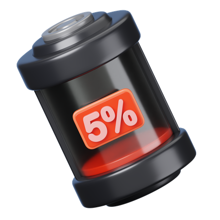 Bateria de cinco por cento  3D Icon