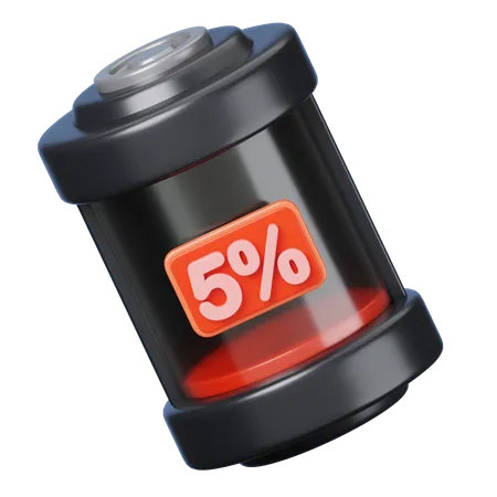 Bateria de cinco por cento  3D Icon