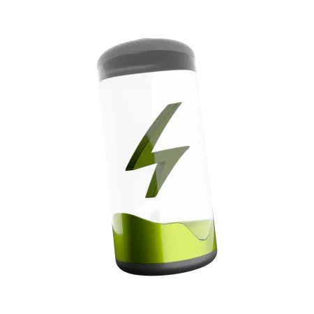 Renderizacao 3 D Icone De Bateria Verde 3 D Render Icone De Bateria De Energia De Vidro Ecologico 3D Icon