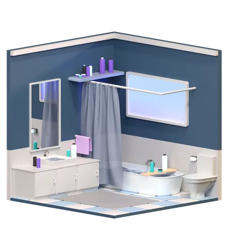 3 D Rendering Of The Isometric Bathroom Design Object On A Transparent Background 3D Icon