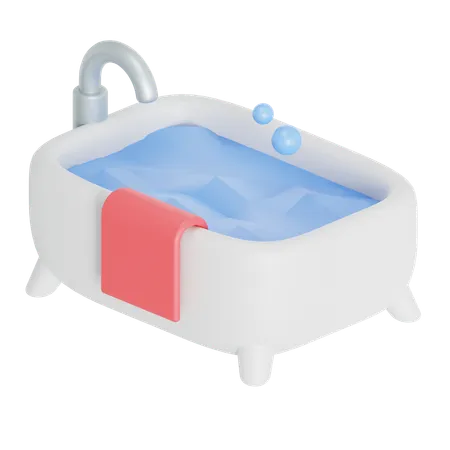 Bathtub With Towel 3D Icon