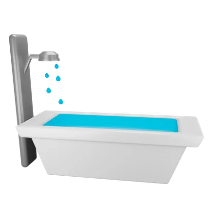 Bathup and shower  3D Illustration