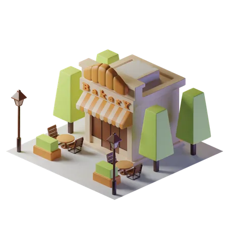 Bâtiment de boulangerie  3D Illustration