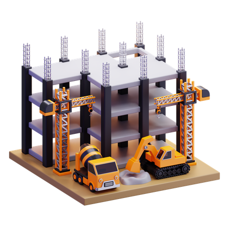 Construction de bâtiments  3D Icon