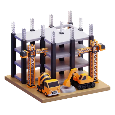 Construction de bâtiments  3D Icon