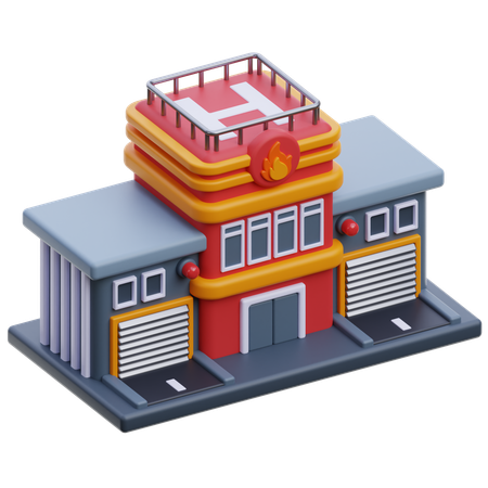 Bâtiment de la caserne de pompiers  3D Icon