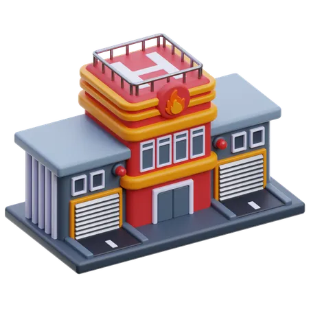 Bâtiment de la caserne de pompiers  3D Icon