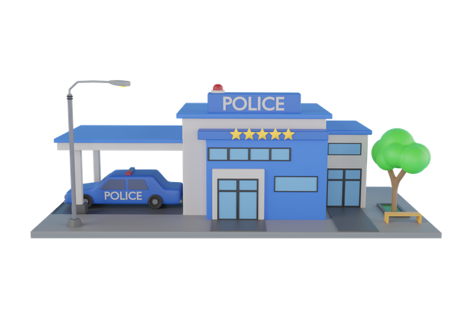 Bâtiment du poste de police  3D Illustration