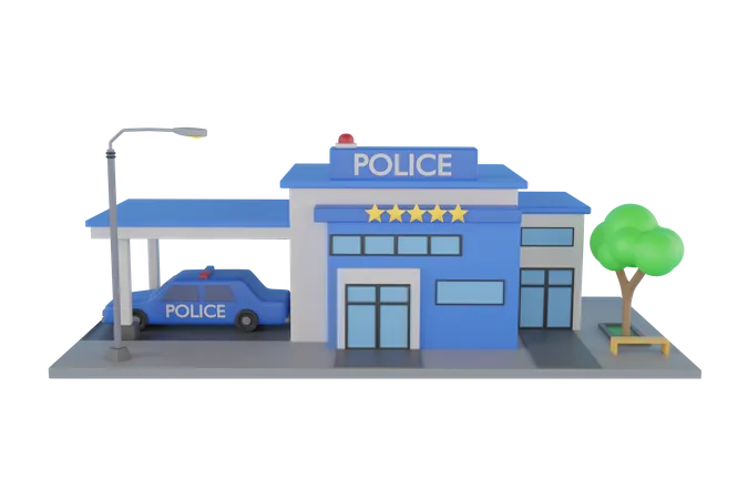 Bâtiment du poste de police  3D Illustration