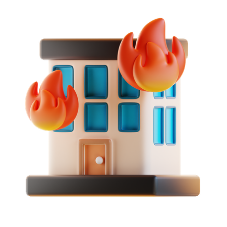 Bâtiment en feu  3D Icon