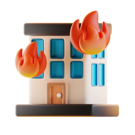 Bâtiment en feu  3D Icon