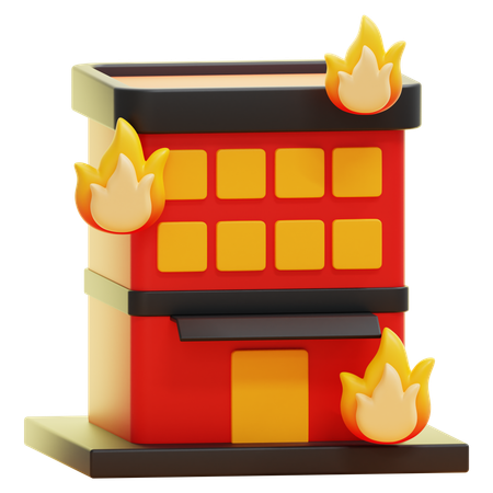 Bâtiment en feu  3D Icon