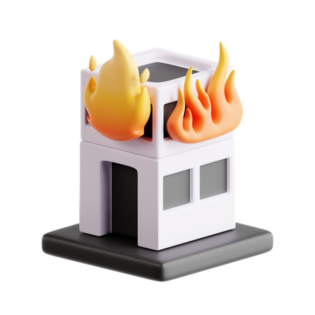 Bâtiment en feu  3D Icon