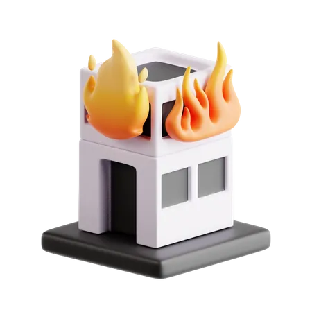 Bâtiment en feu  3D Icon