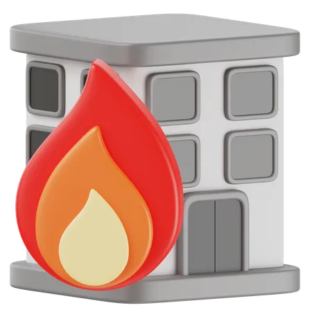 Bâtiment en feu  3D Icon