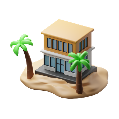 Bâtiment d'hôtel sur la plage  3D Icon