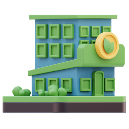 Bâtiment vert  3D Icon