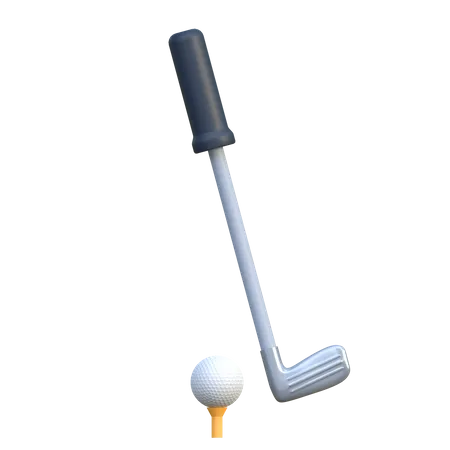 Bâton de golf avec balle de golf  3D Icon