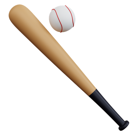 Batte de baseball avec balle  3D Icon