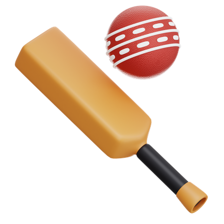 Batte et balle de cricket  3D Icon