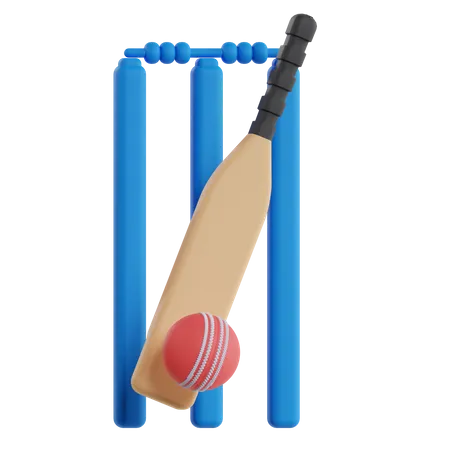 Batte et balle de cricket  3D Illustration
