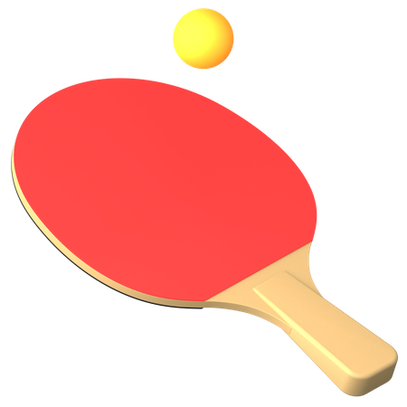 Batte et balle de tennis de table  3D Illustration
