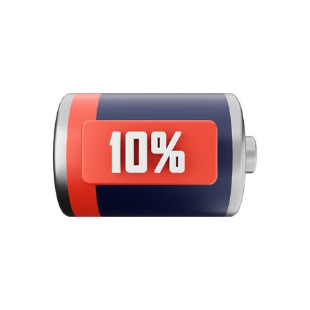 Batterie 10 Prozent  3D Illustration
