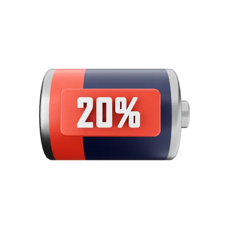 Batterie 20 Prozent  3D Illustration